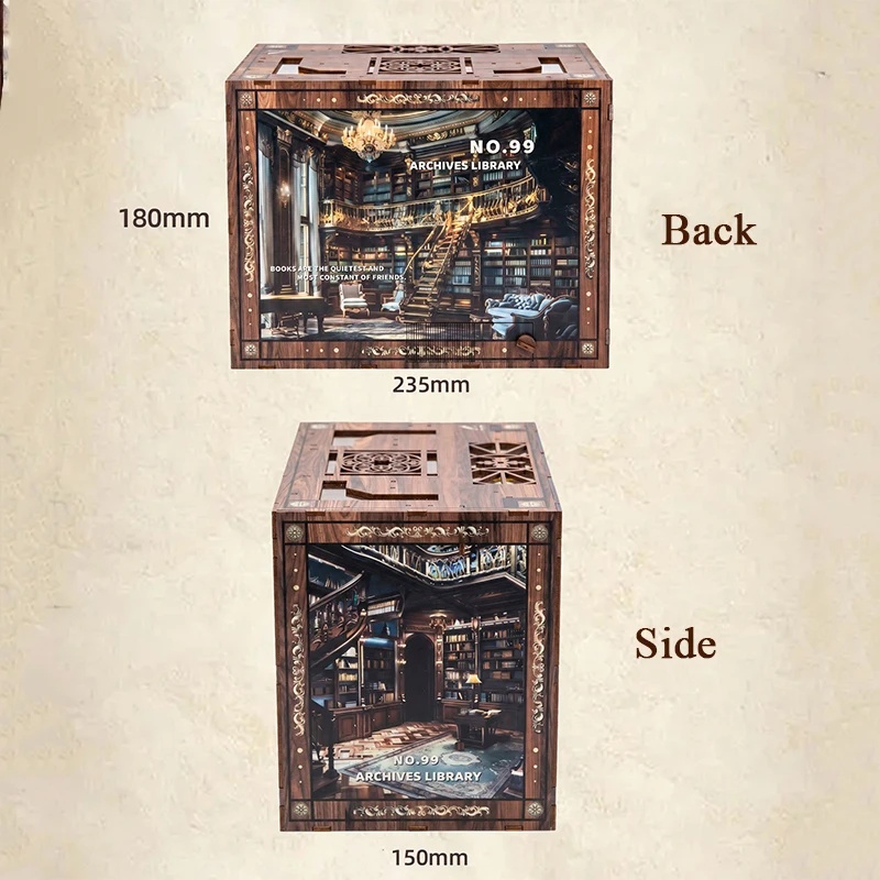 Diy Wooden Book Nook Kit Shelf Insert - Kit de Modélisme 3D avec Éclairage,