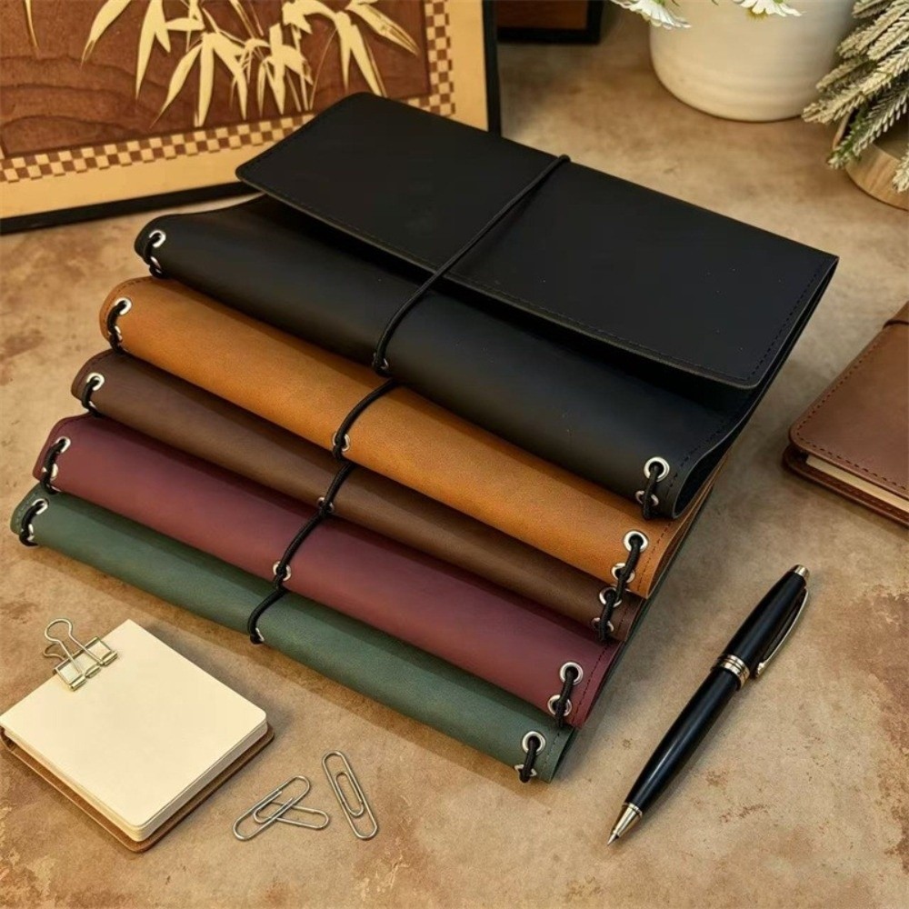 Vintage Leather Journal Notebook - Organiseur de carnet A5, couverture compacte
