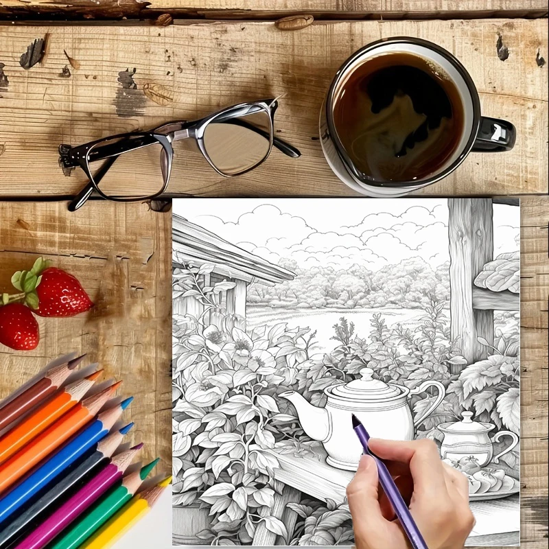 Livre de coloriage Tea In The  - Adult Coloring Book Stress Relief avis et prix